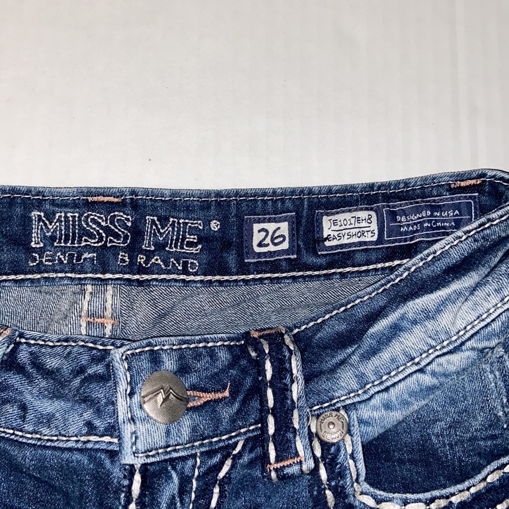 Miss Me Easy Shorts Size 26 Distressed Denim Blue Jean Shorts - Picture 3 of 12